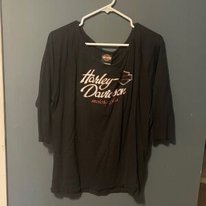 Harley-Davidson Black 3/4 Sleeve Shirt